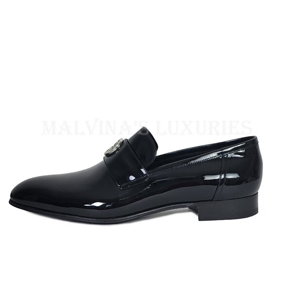 GUCCI SHOES MENS LOAFERS INTERLOCKING G LOGO BLACK LEATHER sz 12.5 US 13 - Picture 4 of 16